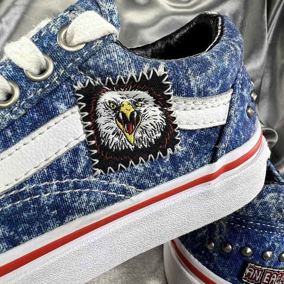 VANS Unisex Sneakers Youth Sz 11.5 Cobra‎ Kai Blue Eagle Fang Logo Karate Skater - Picture 2 of 16